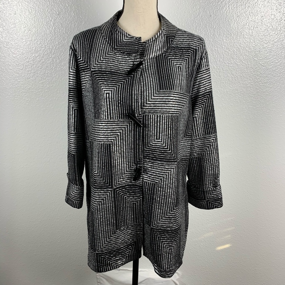 JM Collection Metallic Silver Coat